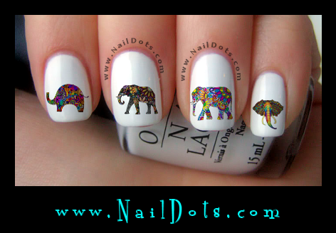 Colorful Elephant Nail Decals
