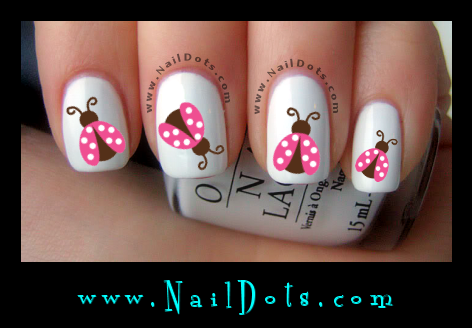 Pink Lady Bug Nail Decals