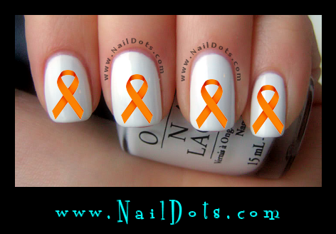 Orange Awareness Ribbon Nail Decal