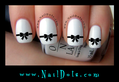 Black Ribbon Bow Nail Decals