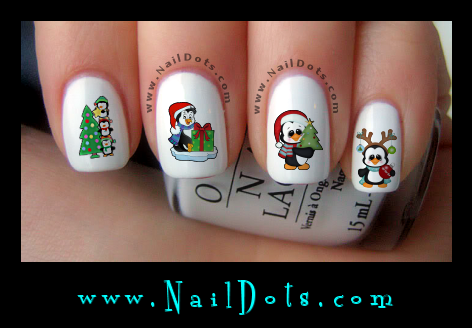 Christmas Nail Decals -  Christmas Penguins