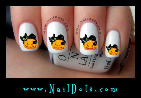 Cat on a Pumpkin Nail Decals