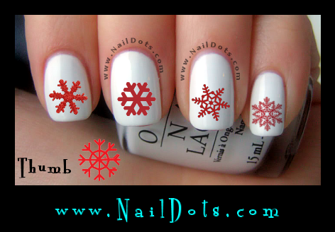 Christmas Nail Decals -  snowflakes- red snowflakes