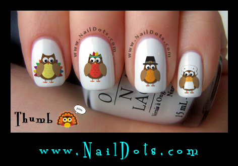 Thanksgiving Owl Nail Decals