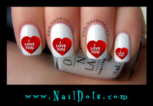I Love You Heart Nail Decals