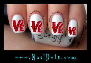 Red Love Letters Nail Decals