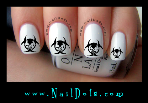Biohazard Skull 2 nail decals