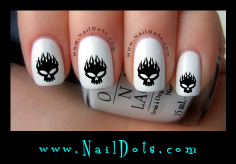 Flaming Skull Nail Decals