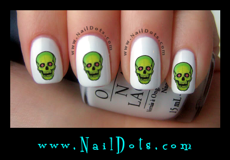 Green skull Nail Decals