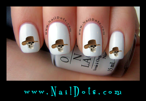 Skull in cowboy hat nail decals