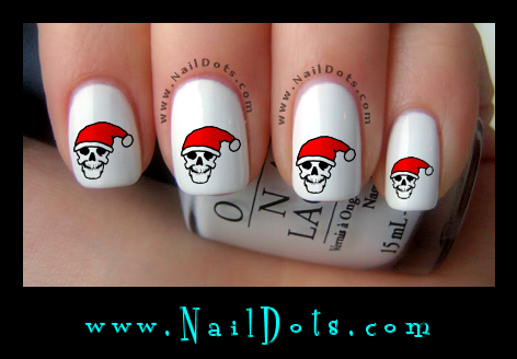Skull in Santa Hat nail decals