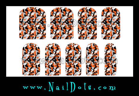 Orange Camo Nail Wraps